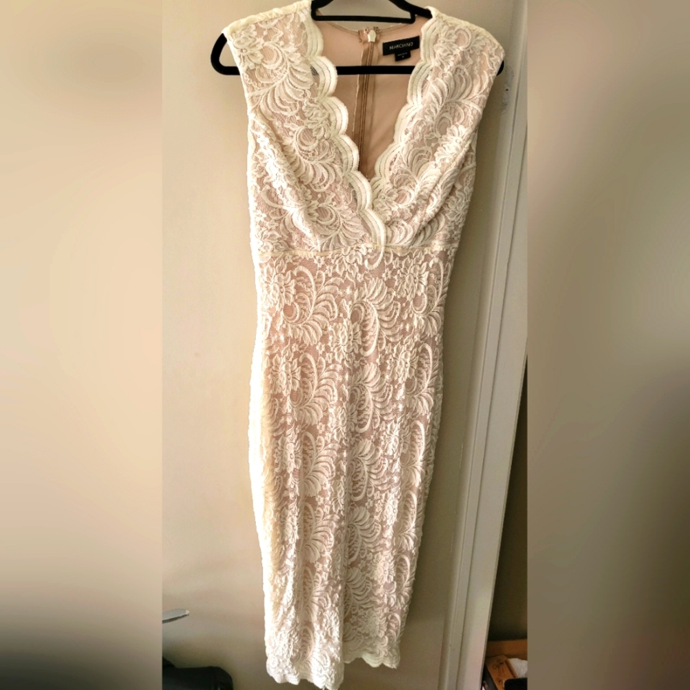 Marciano lace dress - ivory and nude
